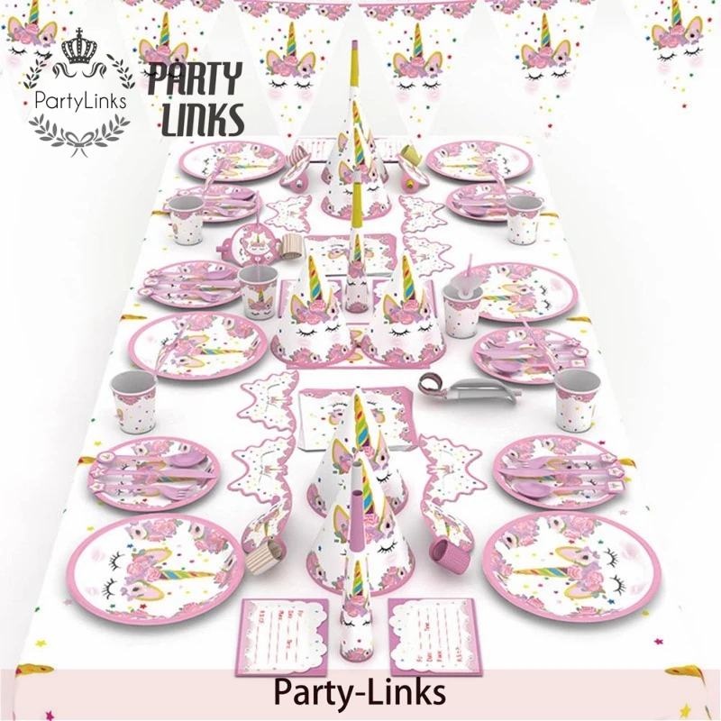 16 Lila Mittagessen Servietten Magischer Einhorn Regenbogen Party Geschirr