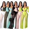 Woman clothing wholesale hollow out wrap chest and wide leg pants Summer beachwear FM-S3509