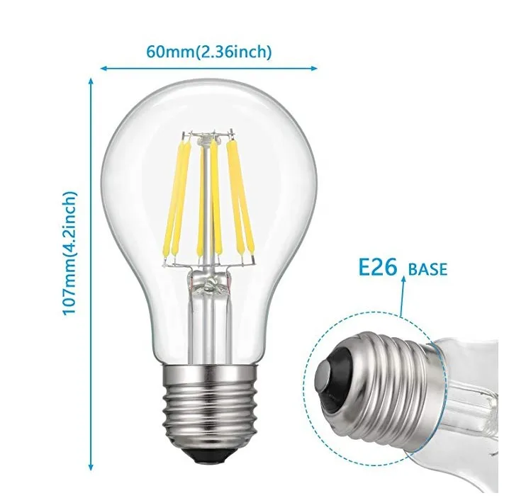 LED Filament Bulbs A60(A19) 2W non-Dimmable Warm White/Cool White  2200K - 6000K E27 E26 B22