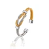 52309 Xuping twisted cable design good luck bangle personalized cuff stainless steel bangle factory in guangzhou