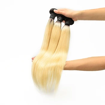 1b 613 Straight Blonde Brazilian Human Hair Extensions With