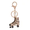 2019 Wholesale custom rhinestone zinc alloy metal roller skate shoe key ring