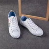 Women Men Unisex Rubber Toe Casual Sneaker Embroidery Blank White Shoes