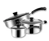 Promotional Gift Single Bottom Glass Cover Kitchen Pot 3pcs Stainless Steel Cooking Pot Cookware Set