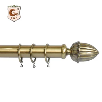 Antique Brass Metal Curtain Rod With Acorn Finial Buy Stainless