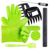 Non-stick BBQ Baking Mat 5 in 1 BBQ Set with Silicone Gloves,Bear Claws, Meat Thermometer