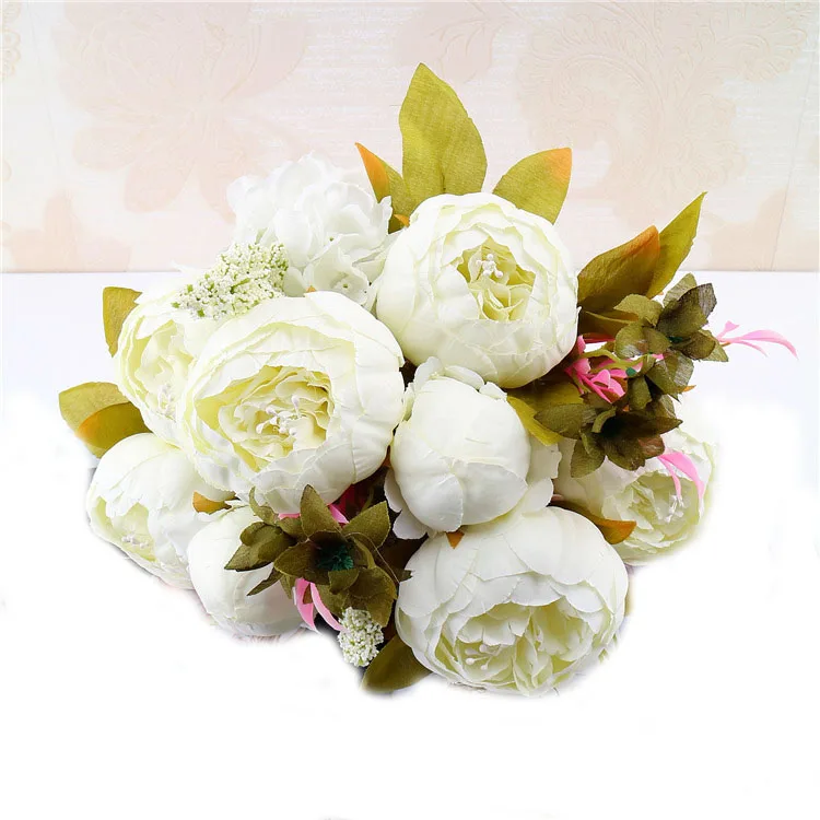 New 13 Heads Peony Bunch Craft Art Hotel Birthday Decor Western Rose