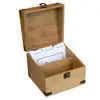 Kitchen Recipe Box & Labeleze Bundle - Luxury Handcrafted Bamboo Wood Case With Card Holder Groove