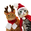 Christmas Reindeer Antlers with Ears and Scarf Costume Reindeer Antlers Hoodie Hat Pet Clothes Puppies for Dogs or Cats