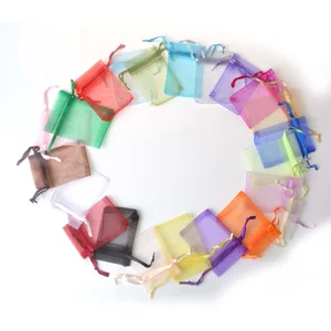 customized all sizes drawstring Organza Jewelry puches wedding party favor gift bags candy bags mixed color