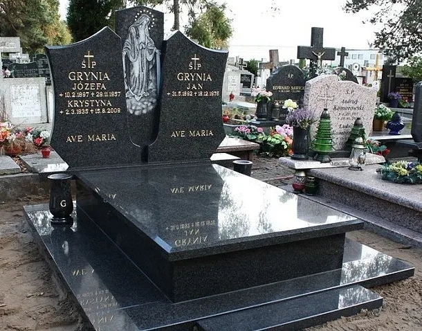 Tombstone Monument Poland G654 Granite Marble Polished Grinding High Base Relief  Memorial Headstone European Style