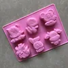 Amazon hot High Quality Low Price silicone animals cake mold 6 cavity pink tiger snake mouse dragon cake mold tools FDA/LFGB