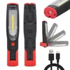 Rechargeable LED Work Light Portable Cordless LED Inspection Lamp Torch Light COB LED and Top Foldable Magnetic Dual Hooks