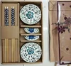 Japanese irregular tableware 6 pcs ceramic saucer dish chopstick and chostpck rack sets for festival gifts