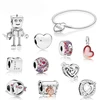 100% 925 Sterling Silver Valentine's Day Rob Bot CLUB Dice Sparkling Arrow Heart Charm Loved Heart Clip Pendant Bracelet
