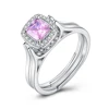 Hot Selling 925 Sterling Silver Pink Color Changing Mood Rotating Women Diamond Ring SR08
