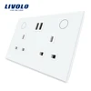Livolo VL-W2C2UKU-11 UK Standard 2 Gang Switch Electrical Plugs Sockets USB Double Wall Socket