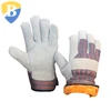 A Grade Cow Split Leather Stripped Fabric Back Safety Cuff Winter Working Gloves