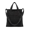 Roomy Reusable Washable Womens Cinch Handbags Travel Crafting Black Canvas Tote Shopping Bag with Inner Zippered Pocket