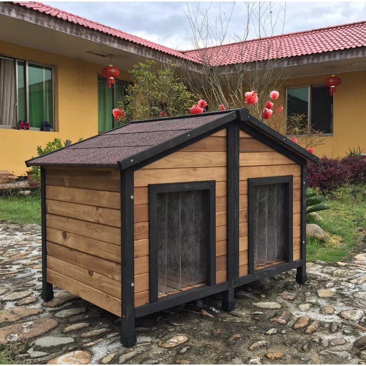wooden double dog kennel