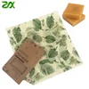 Beeswax Wraps-Set of 3 Reusable Bees Wax Food Wraps, Zero Waste Sustainable Storage for Sandwich, Cheese, Fruit, Bread, Snacks