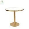 luxury restaurant Faux marble top Brushed brass gold stainless steel dining table