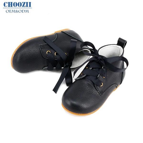 kids black leather boots