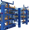 Cantilever pivoting arms roll out cantilever rack in movable arm