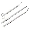 3 in1 3pcs Stainless Steel Water Grass Scissors Feeding Tweezers Curved & Straight Aquarium Fish Tank Kit Fish Starter Kits