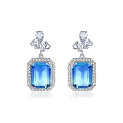 LUOTEEMI Rainbow Large Earrings Wholesale Colorful Square Crystal Drop Earring