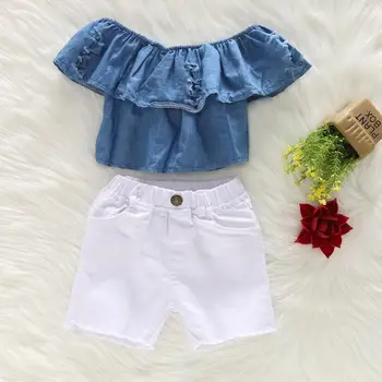 kids white jean shorts