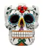 Day of The Dead Love Locked Sugar Skull Head Ceramic Drinking Coffee Mug with Colorful Decal Printing