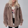 2019 new arrival Winter Wholesale Faux fur coat women's long loose wool soft beige color teddy bear jacket