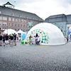 Outdoor white PVC geodesic dome tent with start skylight for camping doem tent project