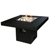 Square gas fire pit table with burner and electronic ignition for outdoor patio use