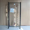 single-sides black metal wire grid hanging outdoor equipment display stand