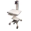 Height adjustable mobile computer cart with foot pedal