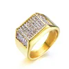 12mm Wide Micro Pave Setting 18K Gold Plated Big Titanium Steel Men Rings Accessories Jewelry