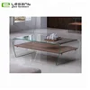 Clear Bent Glass Top Wood Base Coffee Table with Ash Wood Veneer Shelf