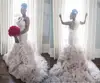 Ruffles Organza Wedding Dresses African Mermaid Bridal Gowns 2019 Robe de mariage Sexy Fishtail Wedding Dresses with Court Train
