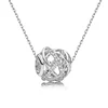 S925 DIY round hollow ball charm pendant lucky 18k gold plated beaded necklace jewelry