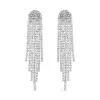 Luxury crystal silver zirconia wedding bridal drop earrings jewelry for brides