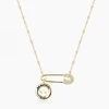 925 silver plated gold jewelry safety pin button necklace