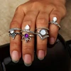 Retro Crown Diamond 8-piece ring set tail ring