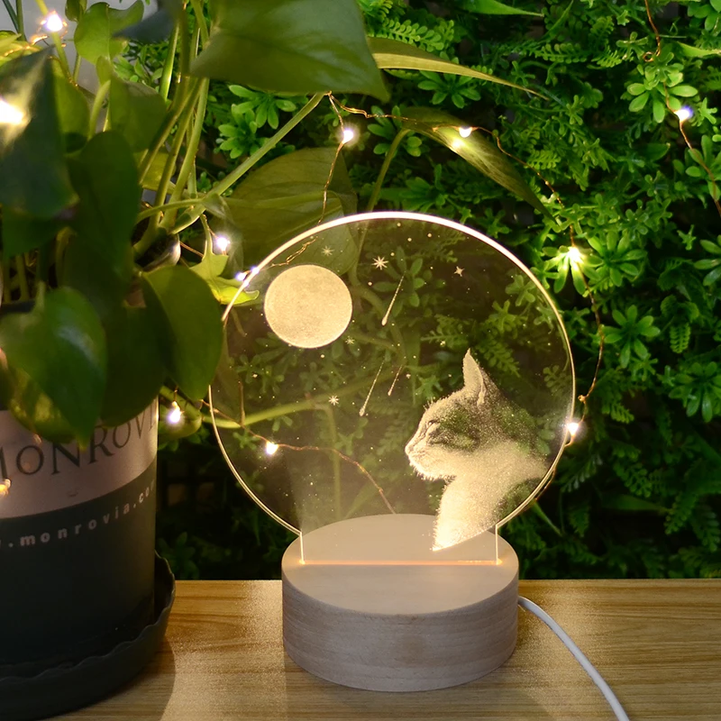 Hot Sale Amazon Colorful Table Night Light Romanic Gift Craft Cat Moon Mood Lamp