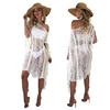 Hot Sexy Lady Lace Bikini Solid Hollow Crochet Cover Up White Beach Dress