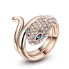 Hot selling Crystal Rose Gold Blue Eyed Snake jewelry diamond engagement j ring for women