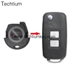2 button modified folding flip remote key shell compressed spring flip with blue logo right blade replacement plastic for vw