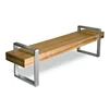 Outdoor Patio Park Simple Stainless Steel legs Wood Slat Garden Bench