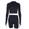 Long sleeve sexy 2 piece active wear set for women